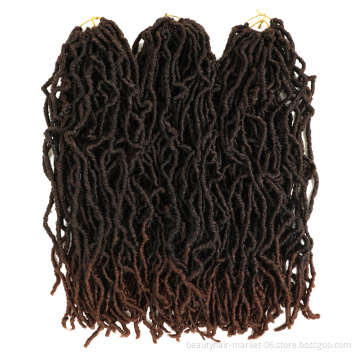 Cheap Wholesale 14/18/24/36 inch Synthetic Curly Pre Looped African Roots Faux Locs Hair ombre Crochet Braid Hair Extensions